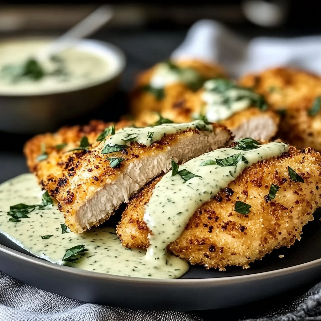 Recipe preparation for Parmesan Crusted Chicken with Basil Aioli