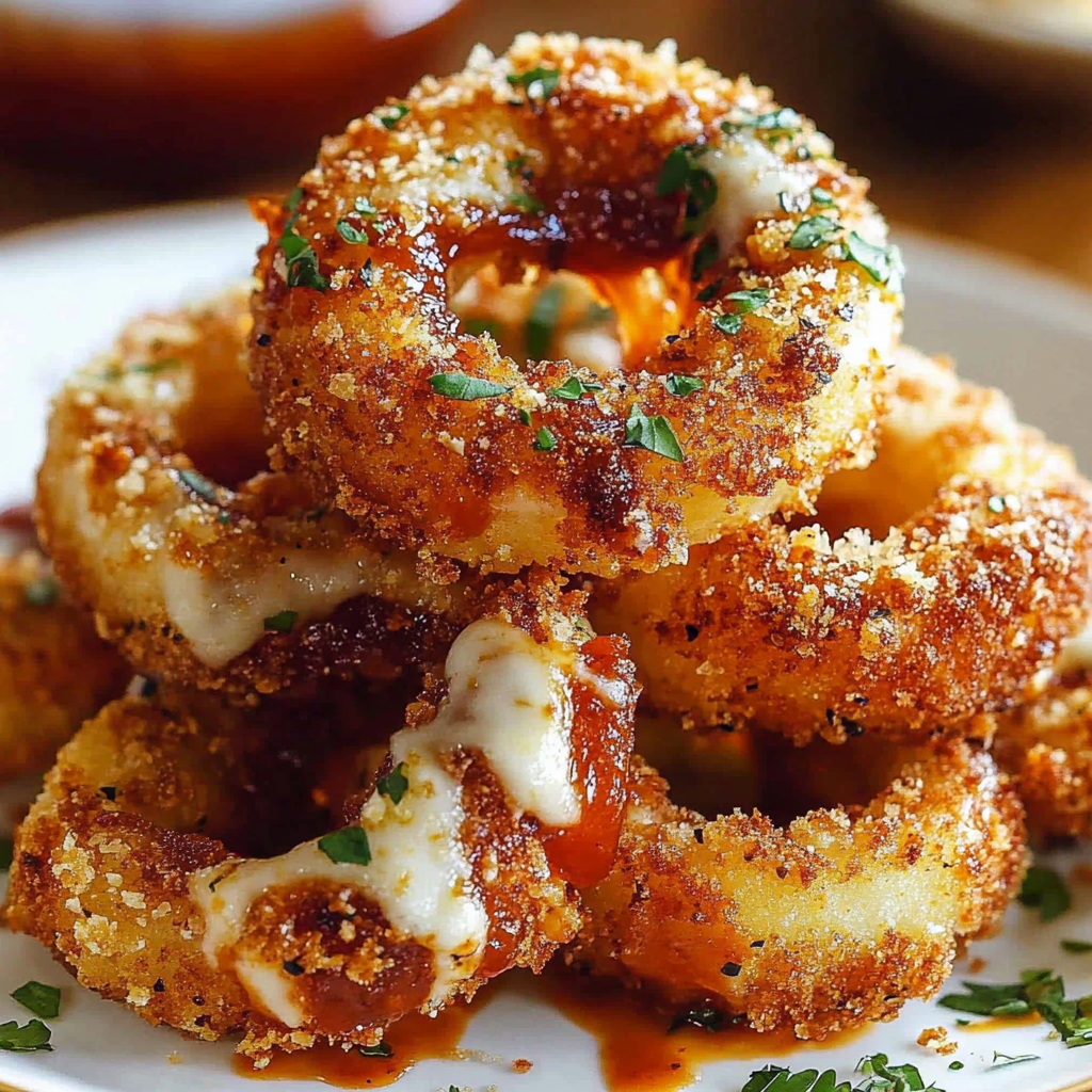 Recipe preparation for Stuffed Pizza Onion Rings