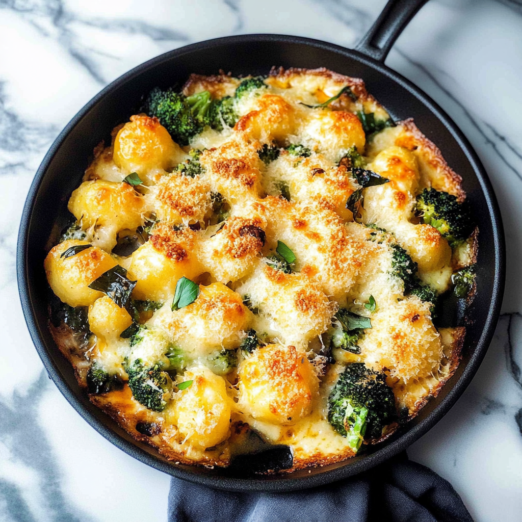Recipe preparation for 30 Minute One Pan Broccoli Gnocchi