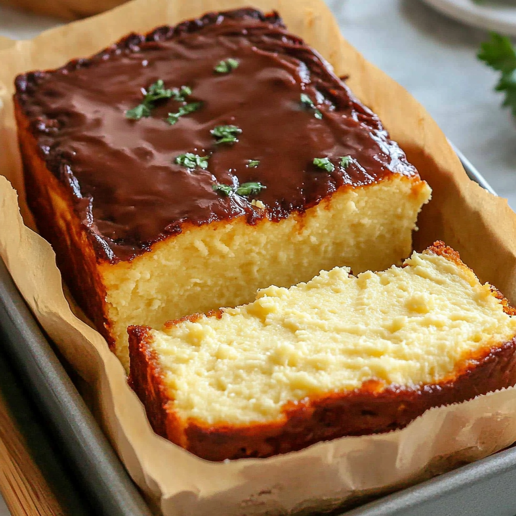 Recipe preparation for Burnt Basque Cheesecake Loaf