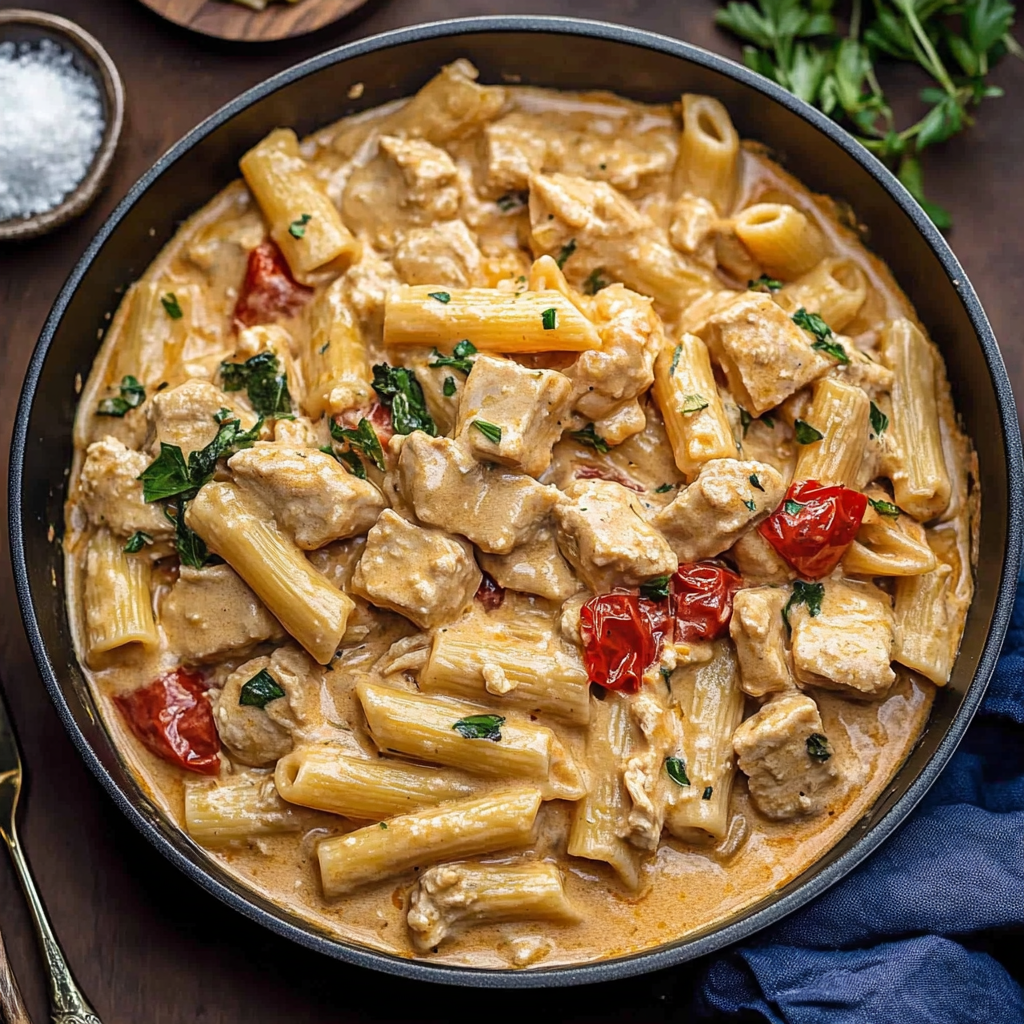 Recipe preparation for Tuscan Chicken Pasta