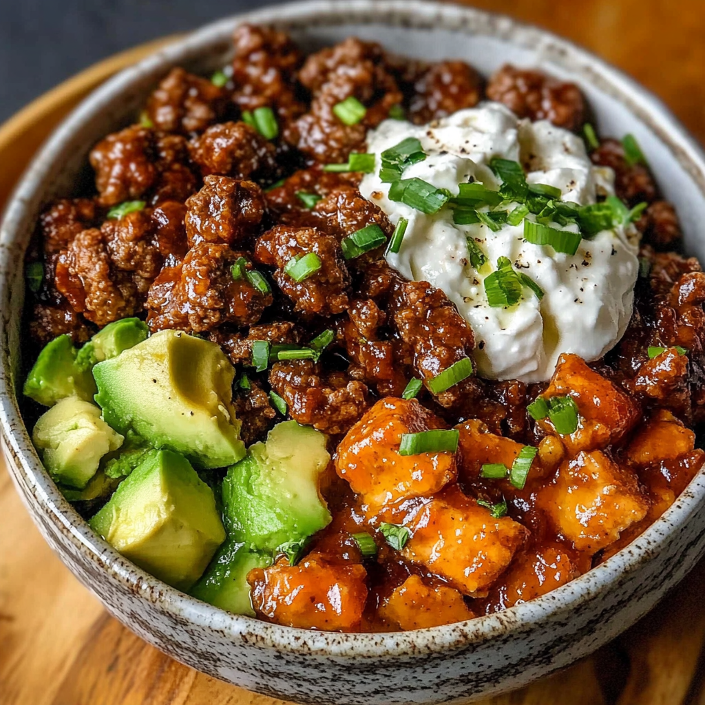 Recipe preparation for ground beef hot honey bowl