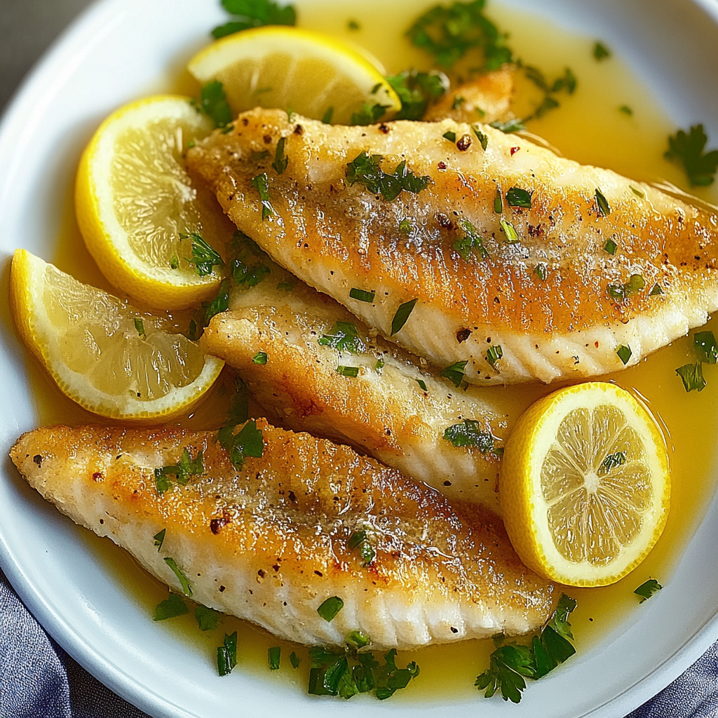 Recipe preparation for Crispy Flounder with Lemon-Butter Sauce