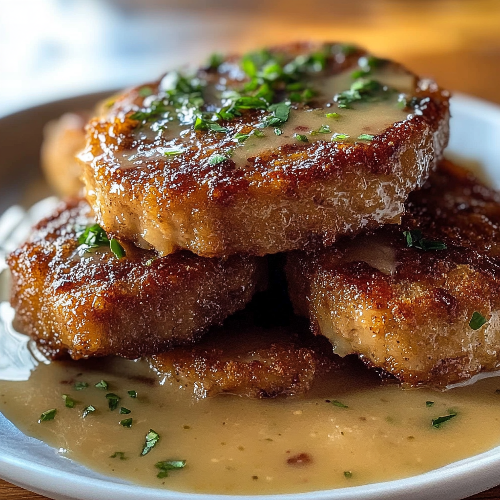 Recipe preparation for Country Fried Pork Chops Crispy