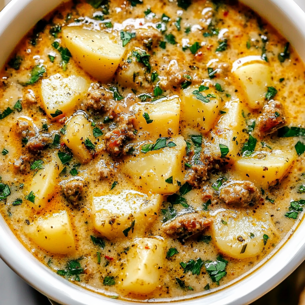 Recipe preparation for Cozy Sausage Potato Soup