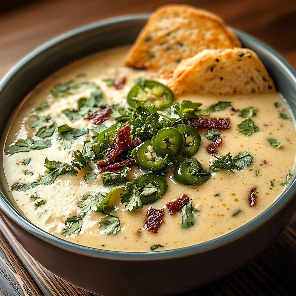 Recipe preparation for Spicy Jalapeño Popper Soup