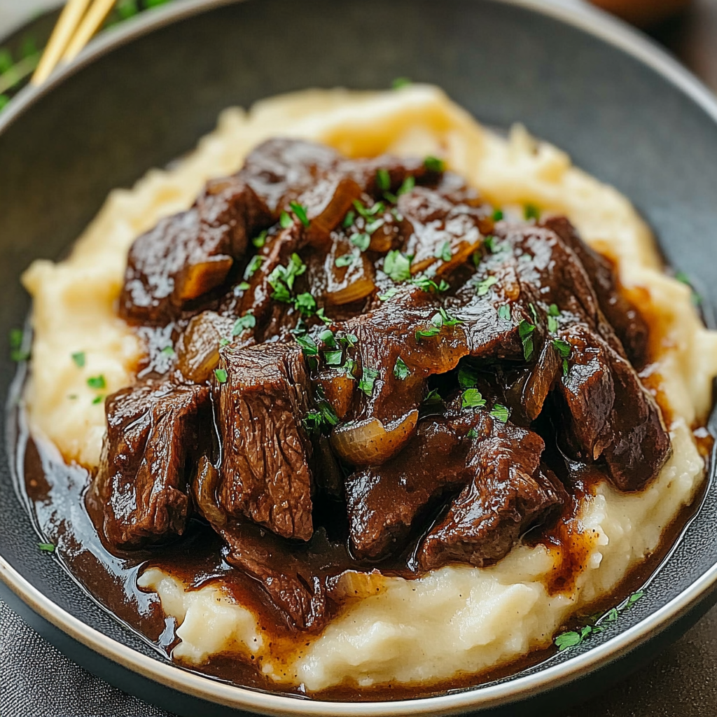 Recipe preparation for Instant Pot Beef Tips Gravy