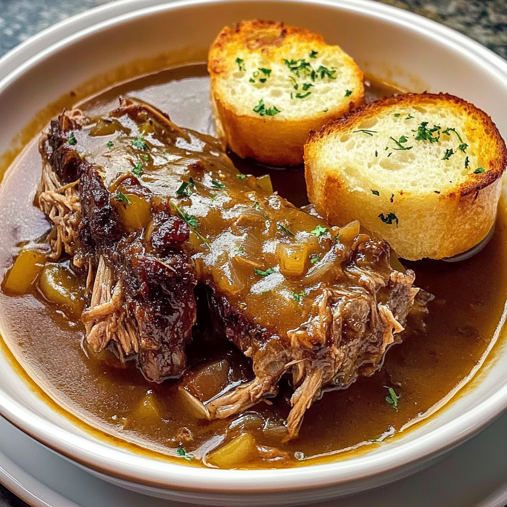 Recipe preparation for French Onion Beef Short Rib