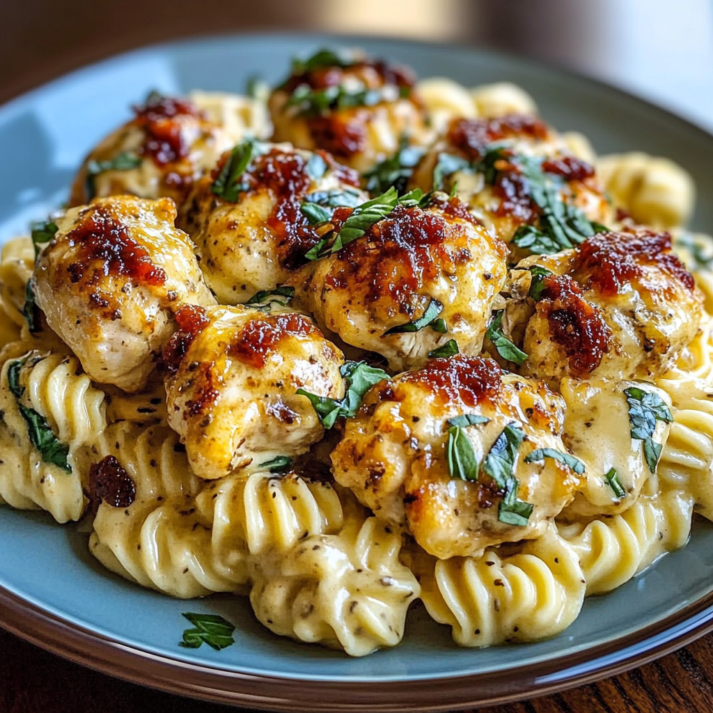 Recipe preparation for Cheesy Tuscan Chicken Sun