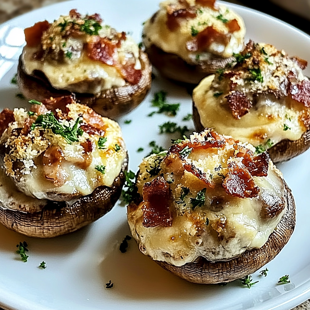 Recipe preparation for Bacon Stuffed Mushrooms