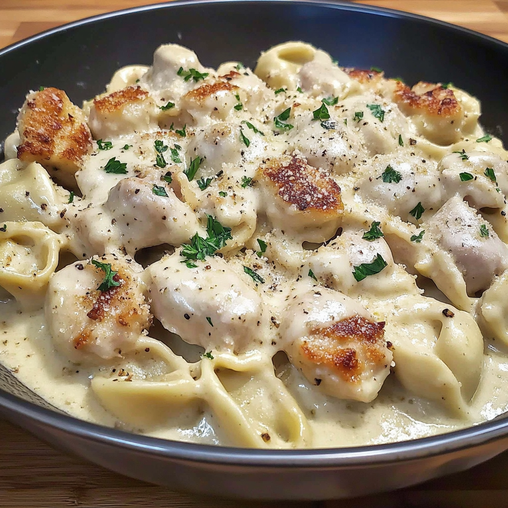 Recipe preparation for Parmesan Chicken Tortellini