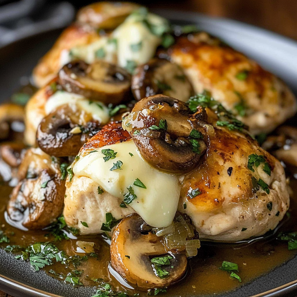 Recipe preparation for Garlic Butter Mushroom Chicken