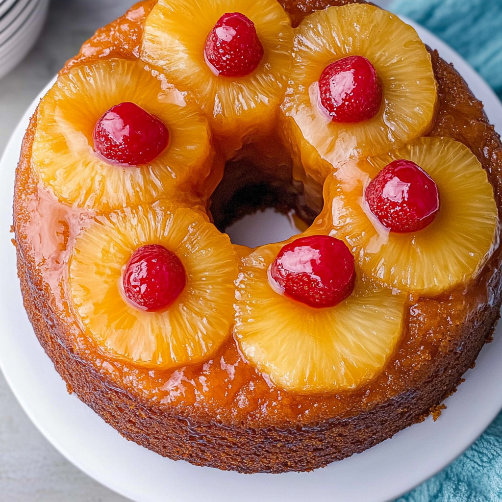 Recipe preparation for upside down pineapple cake