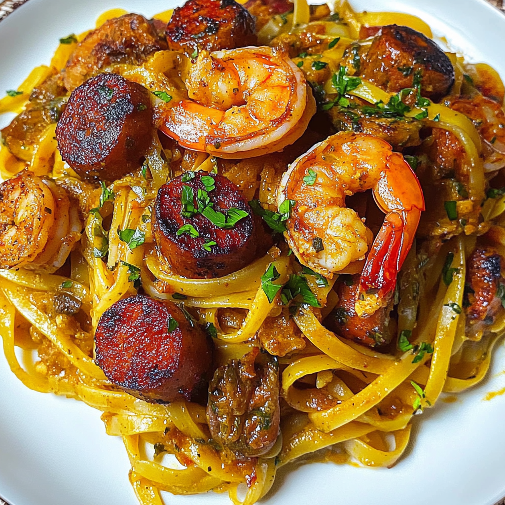 Recipe preparation for Cajun Shrimp Chicken Pasta