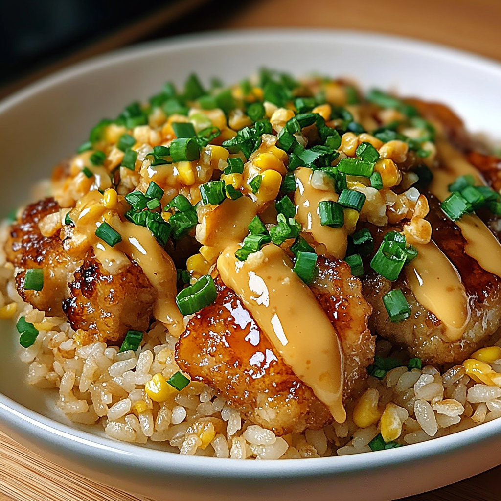 Recipe preparation for Bang Bang Chicken Fried Rice