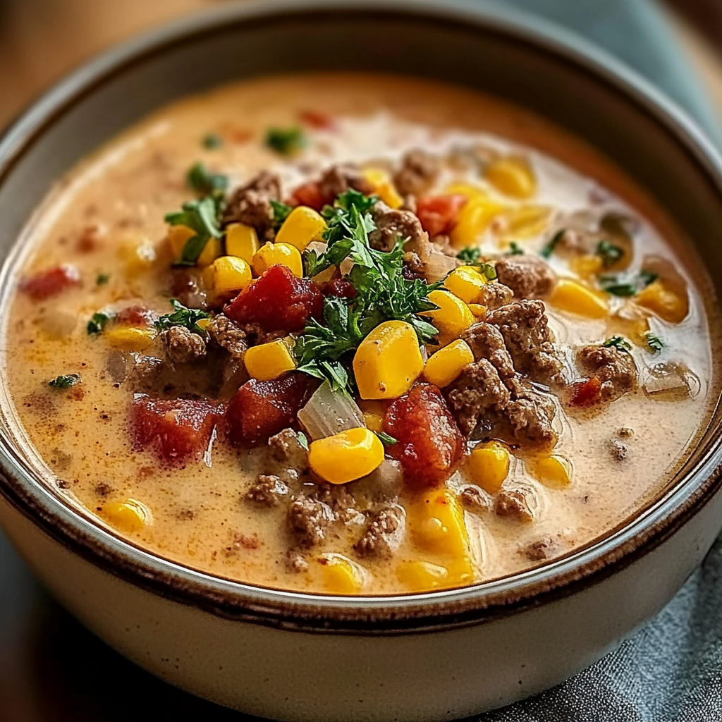Recipe preparation for Creamy Cowboy Soup Dinner