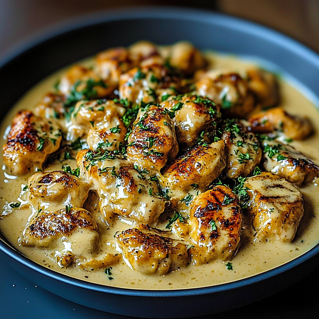 Recipe preparation for Velvety Garlic Butter Chicken