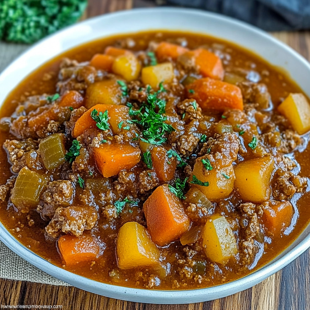 Recipe preparation for Hamburger Stew