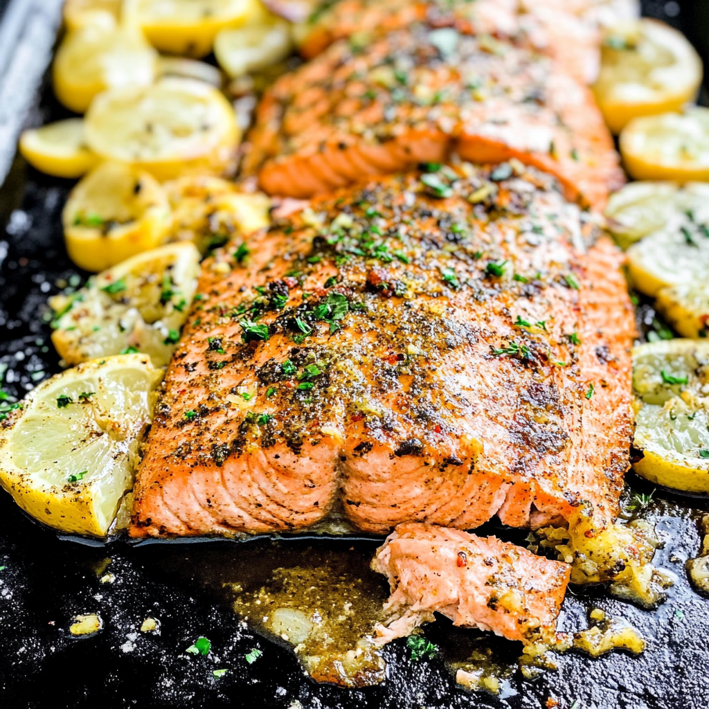 Recipe preparation for Baked Lemon Pepper Salmon Recipe