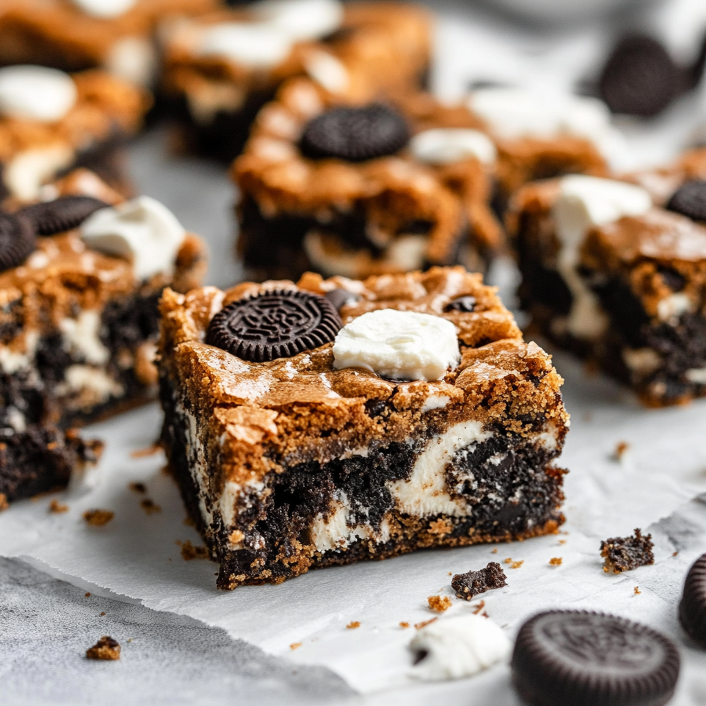 Recipe preparation for Cookies & Cream Oreo Blondies
