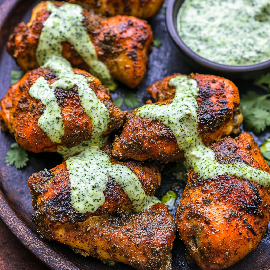 Recipe preparation for Roasted Peruvian Chicken with Green Sauce