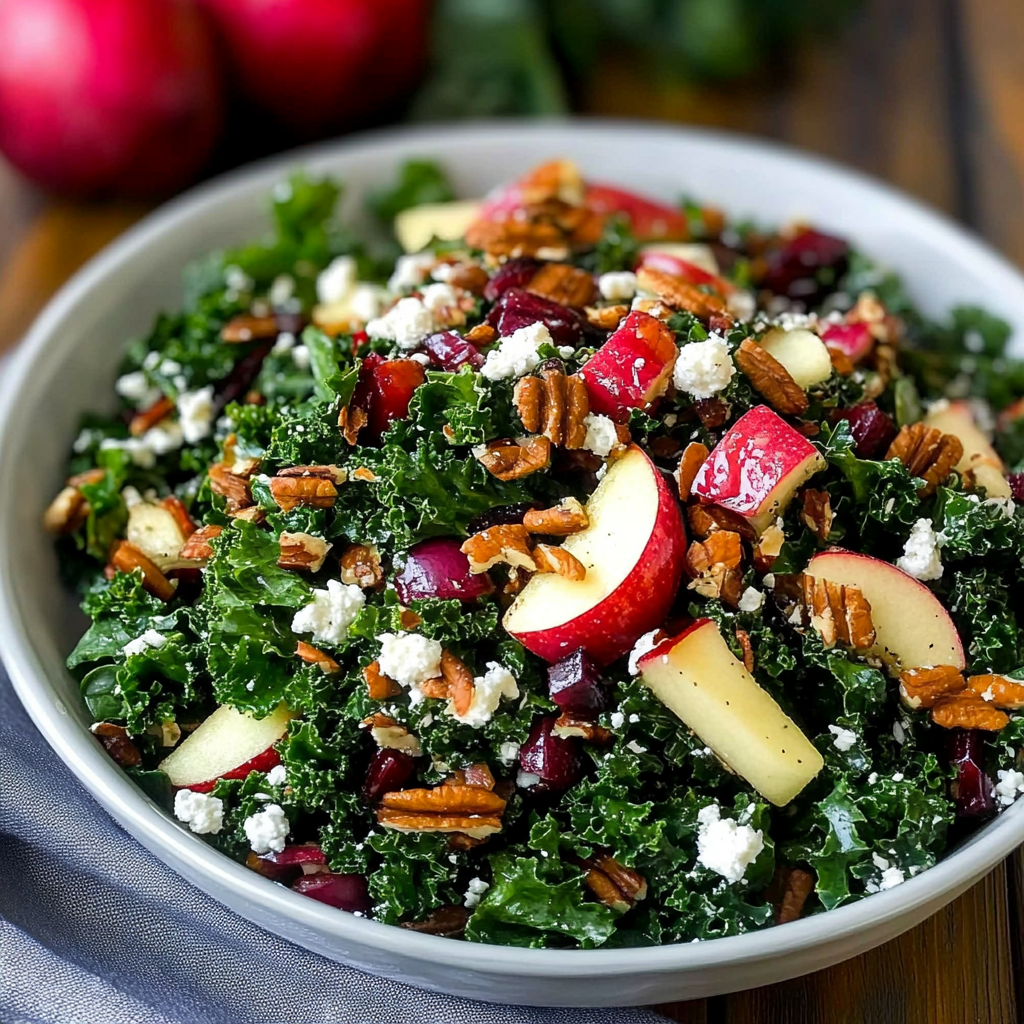 Recipe preparation for Kale Salad with Apples