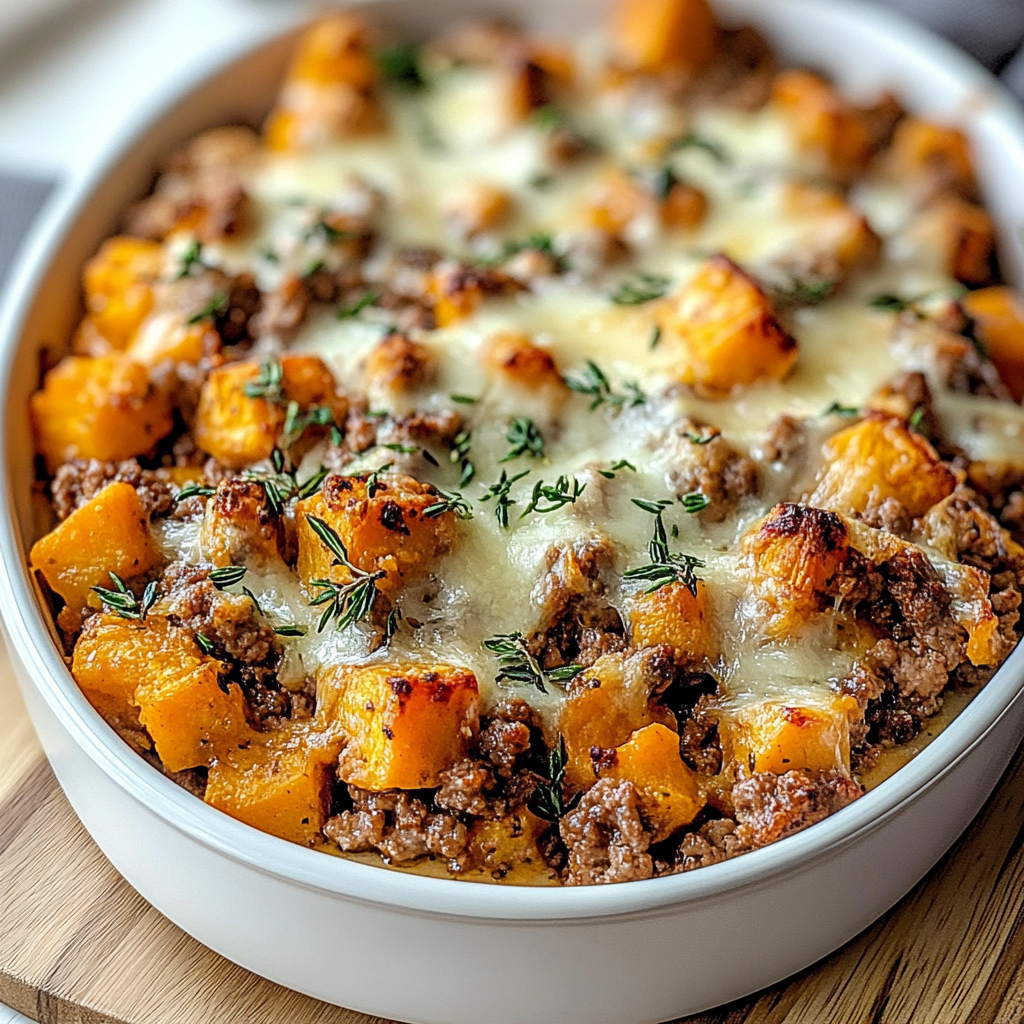 Recipe preparation for Sweet Potato and Ground Turkey Bake