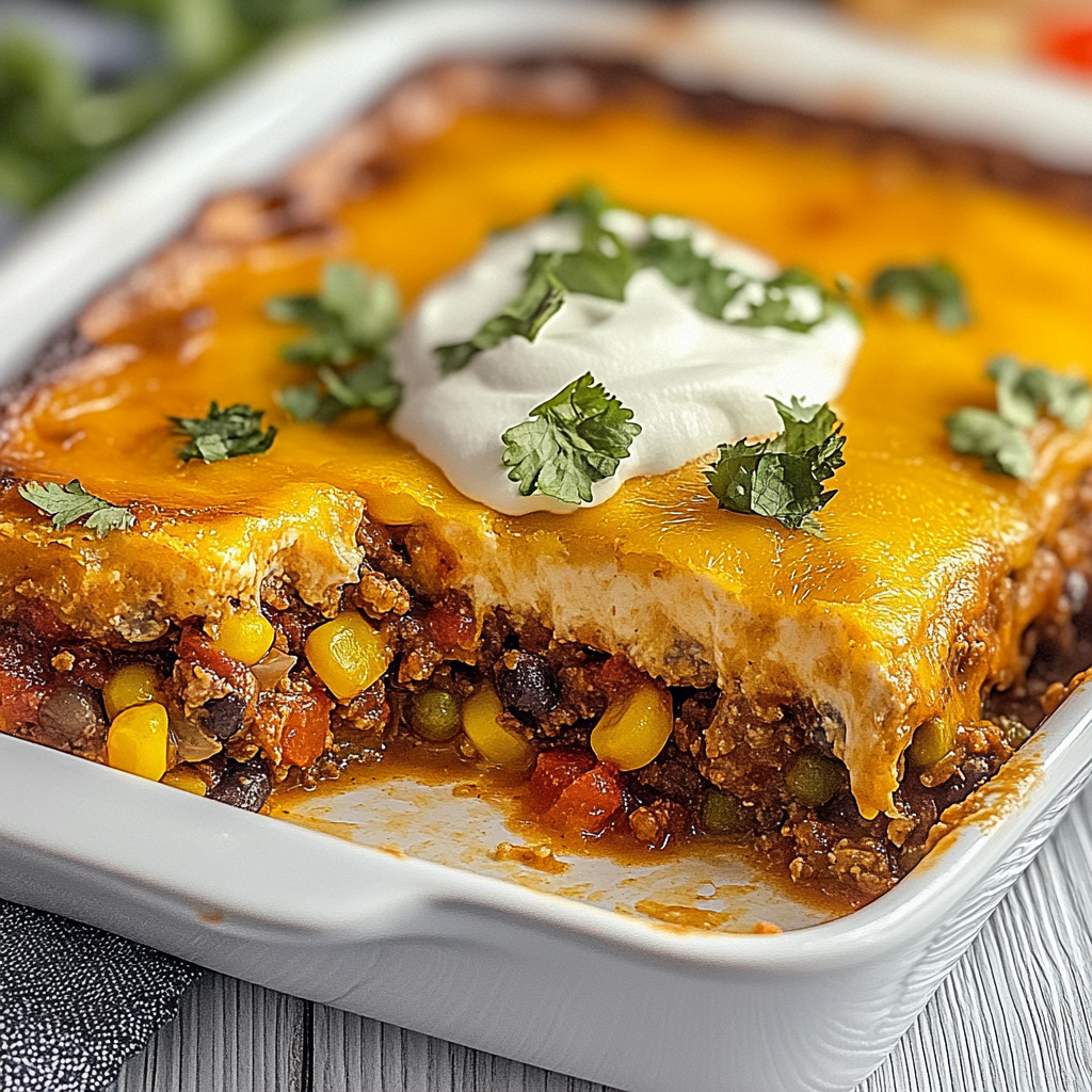 Recipe preparation for Texas Tamale Pie Casserole