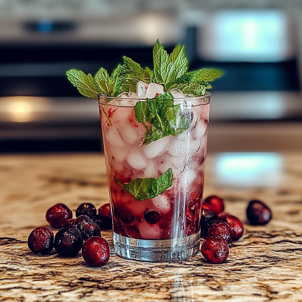 Recipe preparation for Christmas Cranberry Mojito Recipe for Festive Cheers