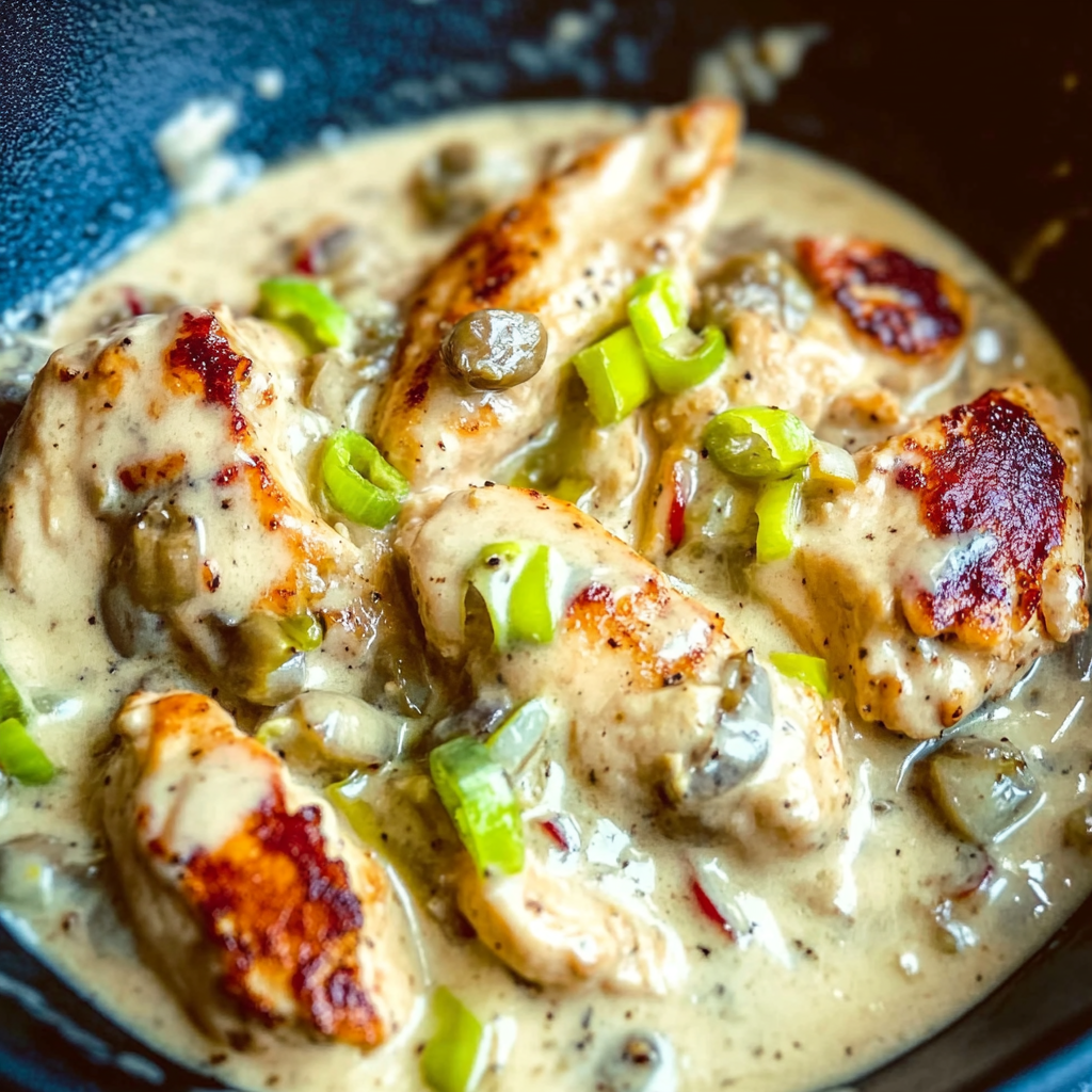 Recipe preparation for Creamy Pepperoncini Chicken Skillet
