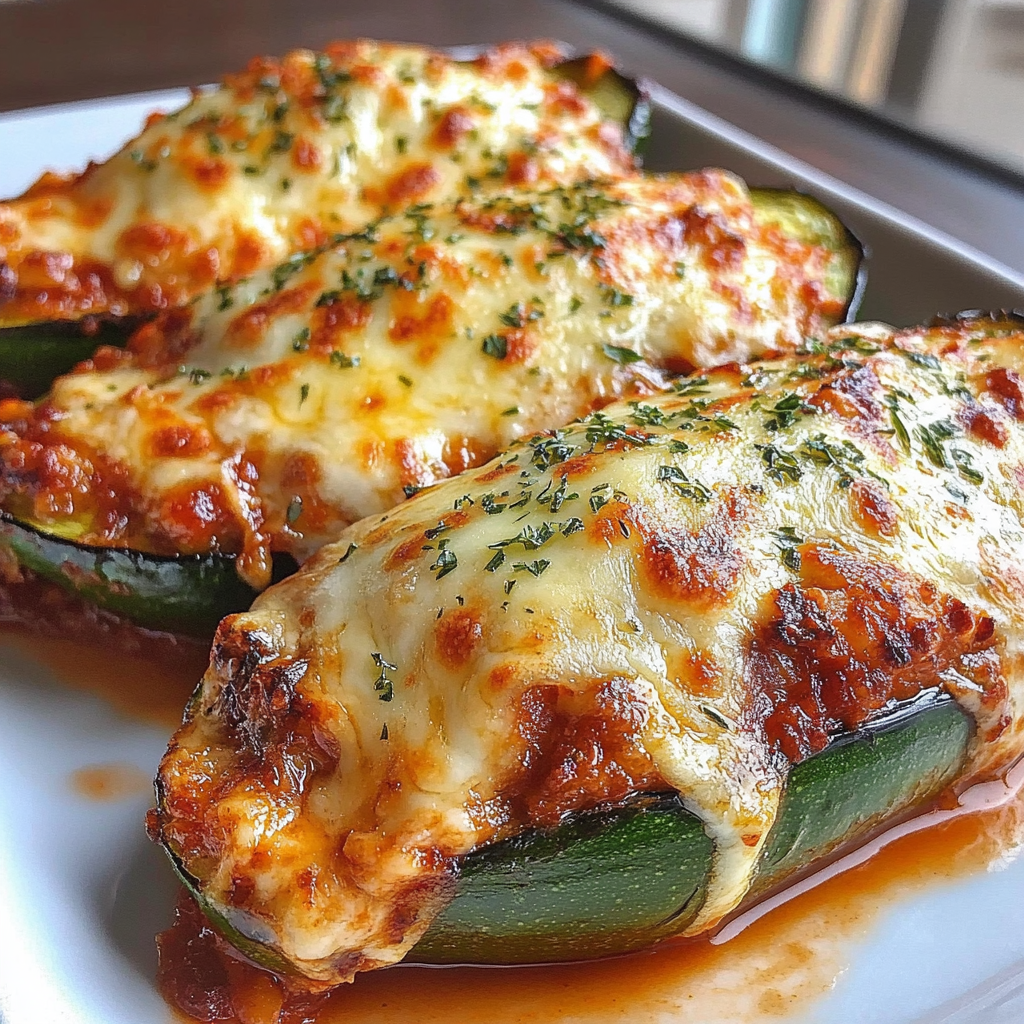 Recipe preparation for Keto Chicken Parmesan Zucchini Boats