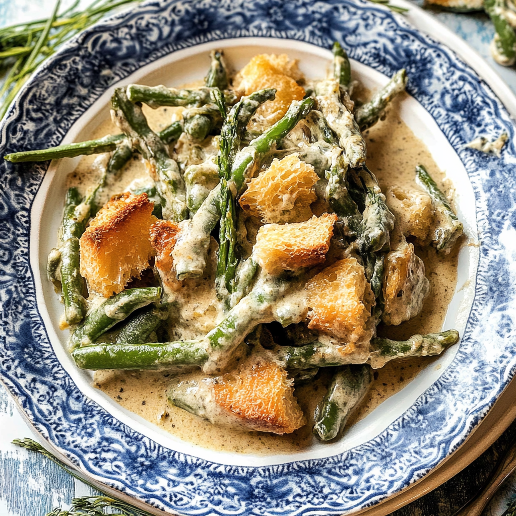 Recipe preparation for Green Bean Casserole with Cashew Cream