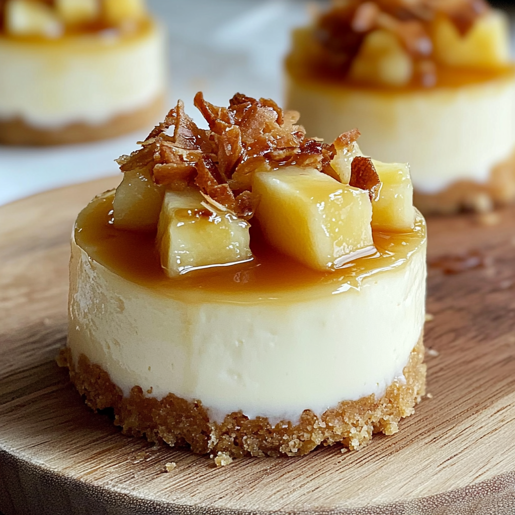 Recipe preparation for Mini Pineapple Coconut Cheesecakes
