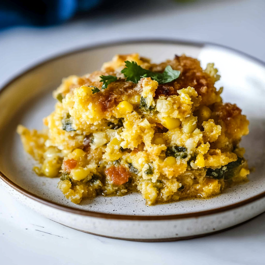 Recipe preparation for Green Chili Corn Casserole