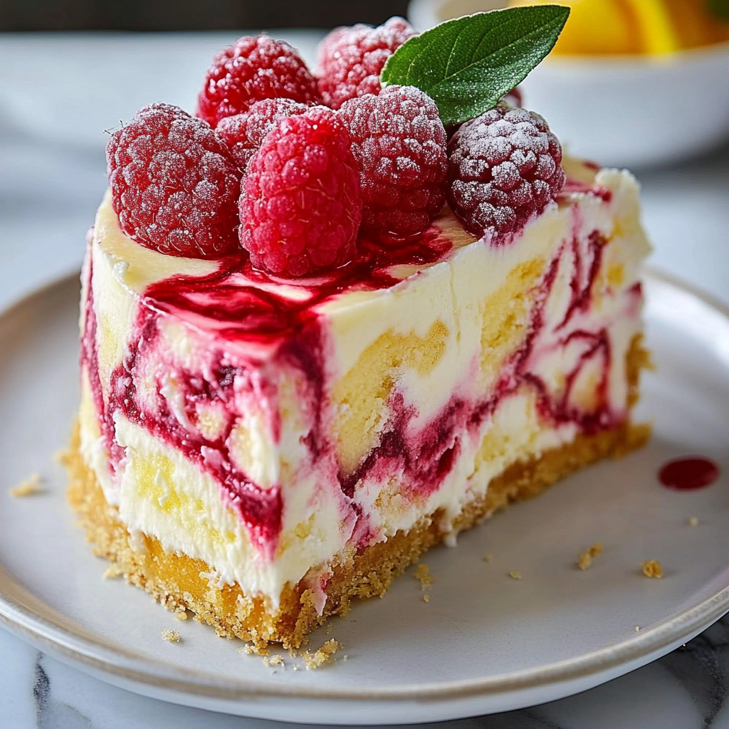 Recipe preparation for Luscious Lemon Raspberry Swirl