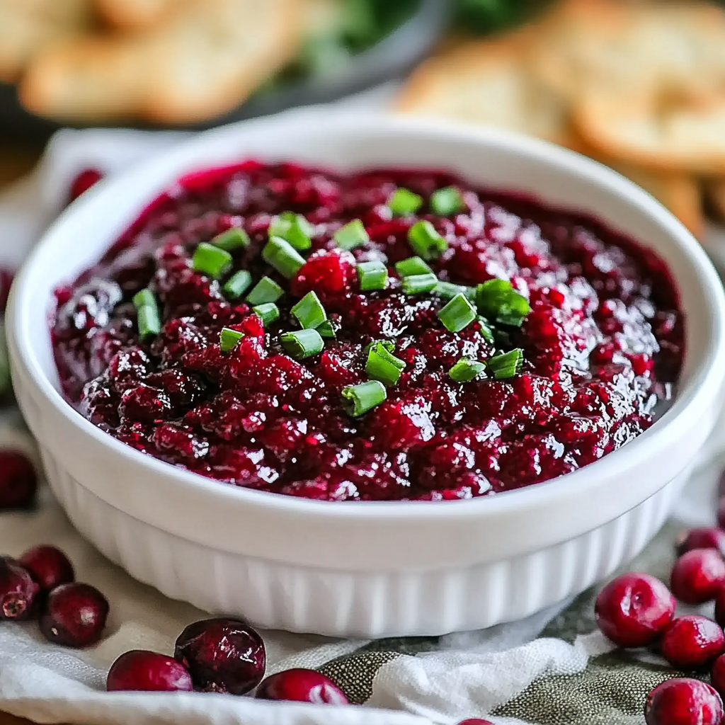 Recipe preparation for Holiday Cranberry Jalapeño Cream Cheese Dip