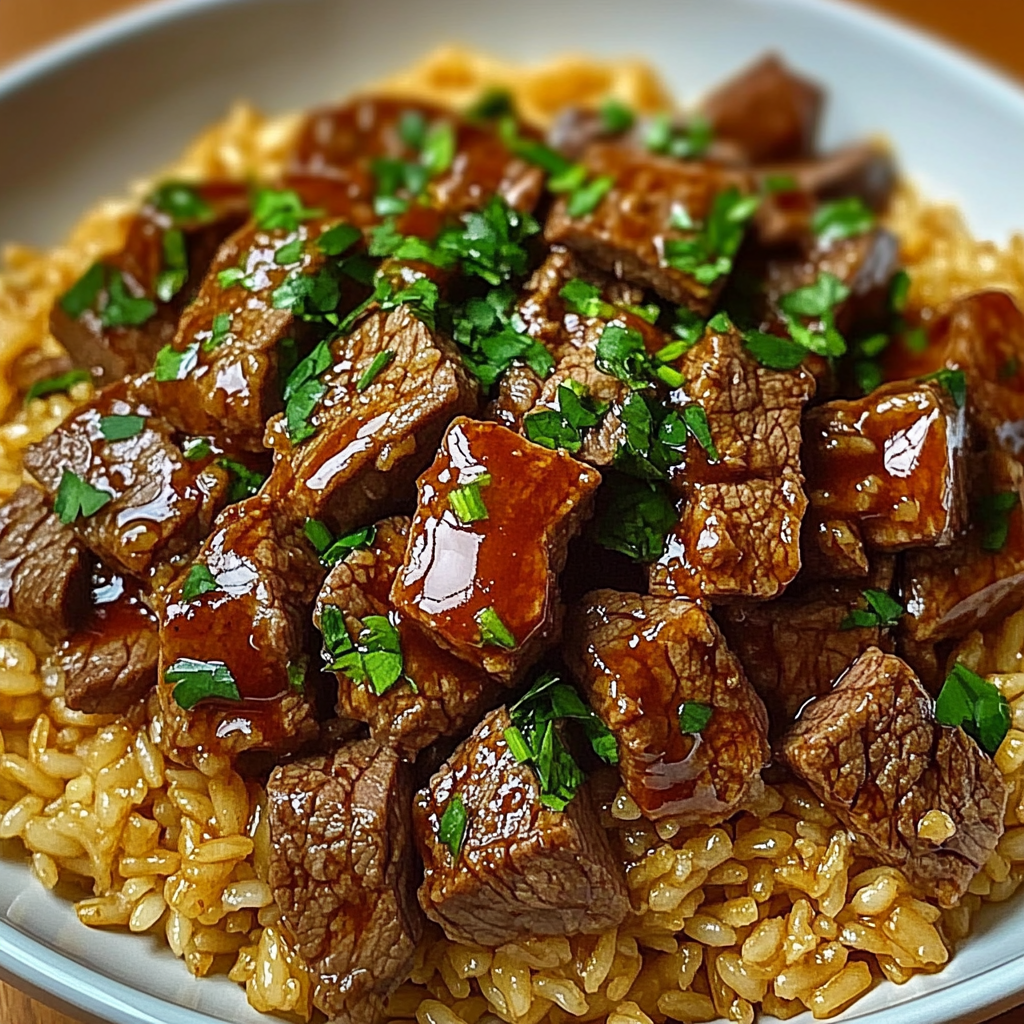 Recipe preparation for Creamy Honey BBQ Steak Rice