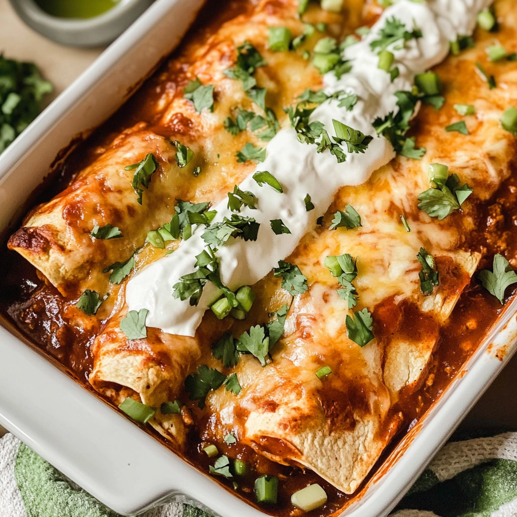 Recipe preparation for Cranberry Turkey Enchiladas Bake