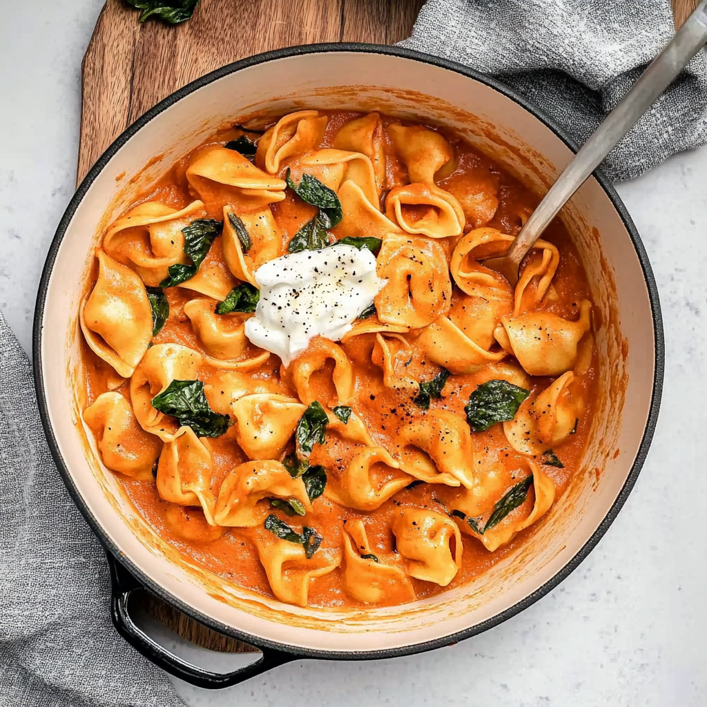 Recipe preparation for Tortellini in Tomato Sauce
