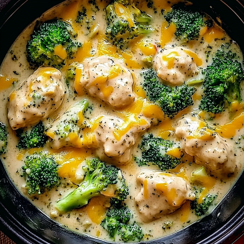 Recipe preparation for Crockpot Creamy Broccoli Cheddar Chicken