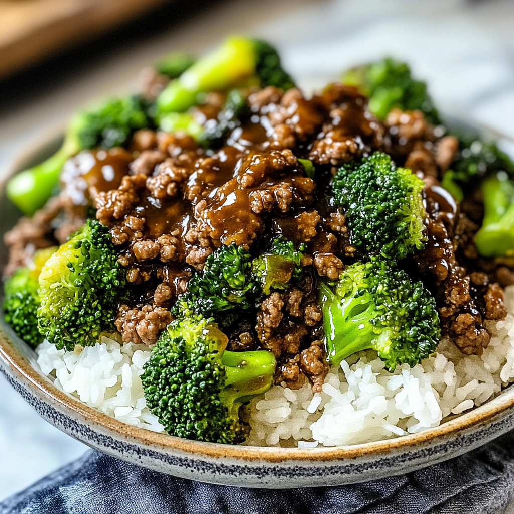 Recipe preparation for Honey Garlic Ground Beef and Broccoli Stir