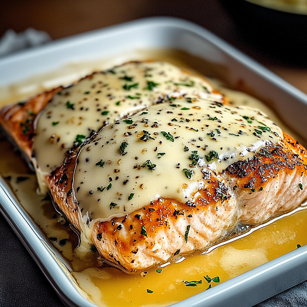 Recipe preparation for Baked Boursin Salmon