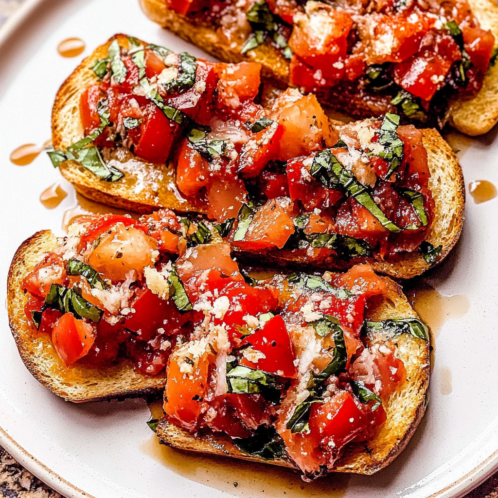 Recipe preparation for Garlic Bread Bruschetta Recipe