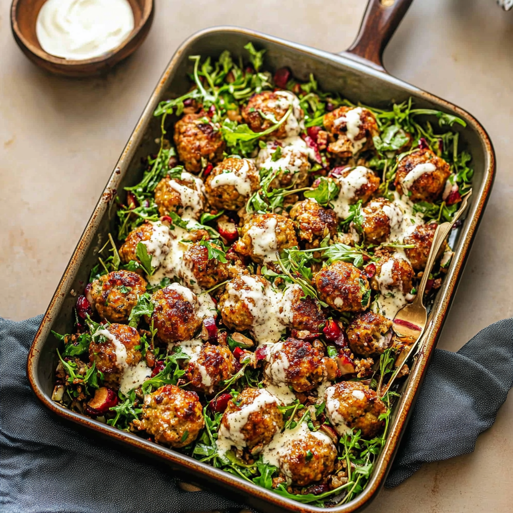 Recipe preparation for Christmas Spiced Turkey Meatball Bake