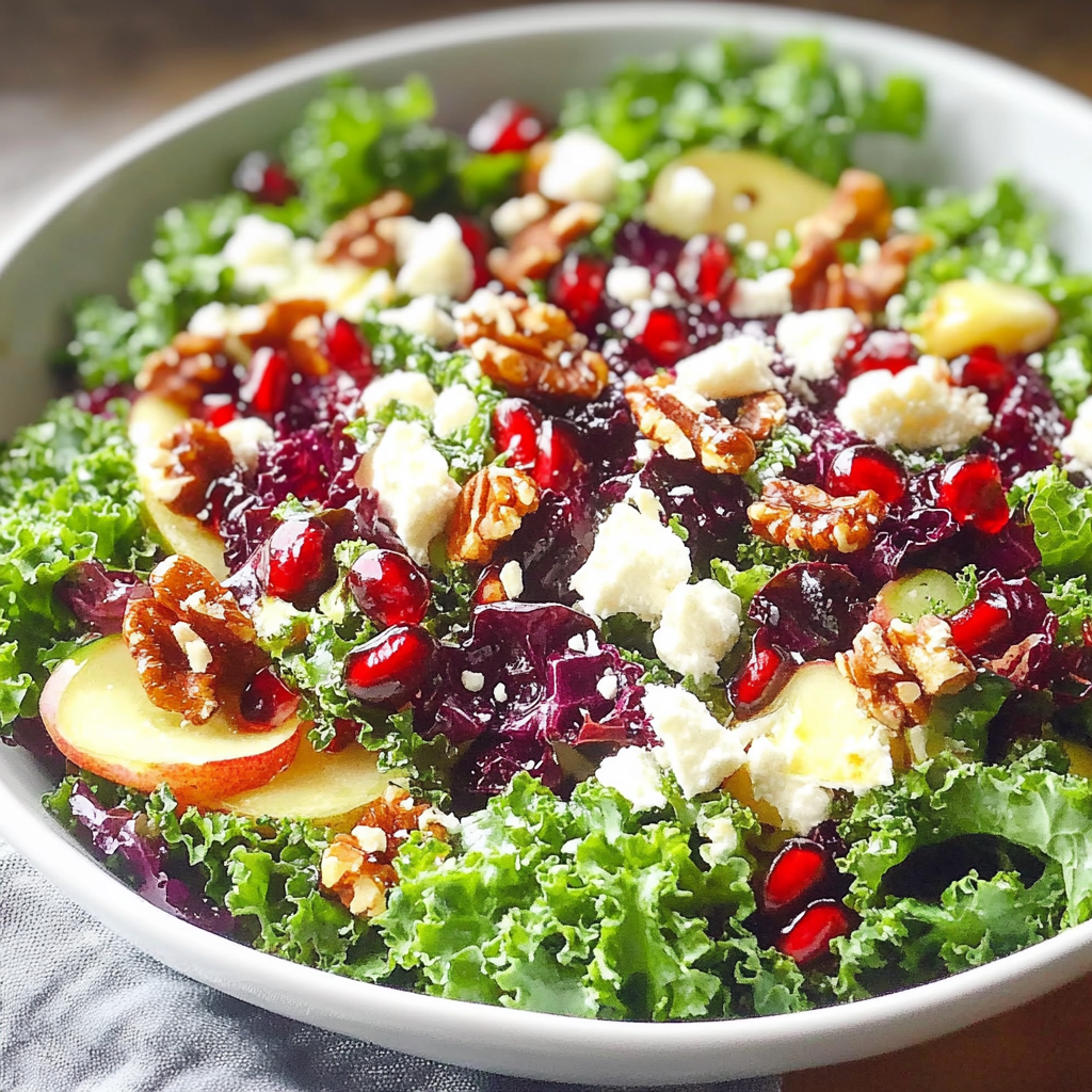Recipe preparation for Winter Pomegranate Kale Salad