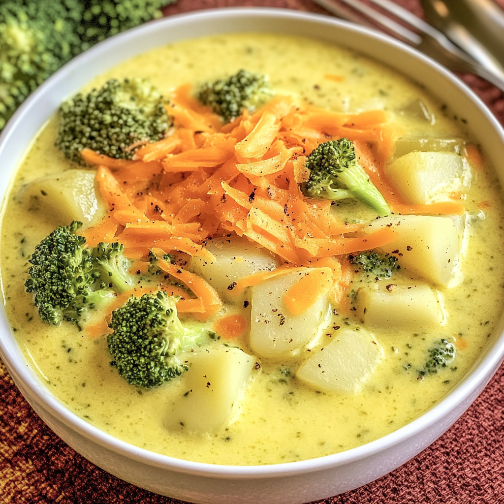 Recipe preparation for Broccoli Potato Creamy Soup
