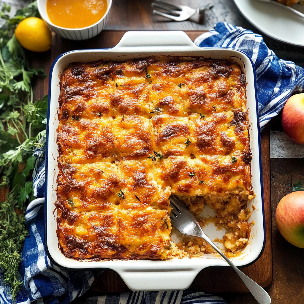 Recipe preparation for Maple Apple Sausage Christmas Breakfast Bake