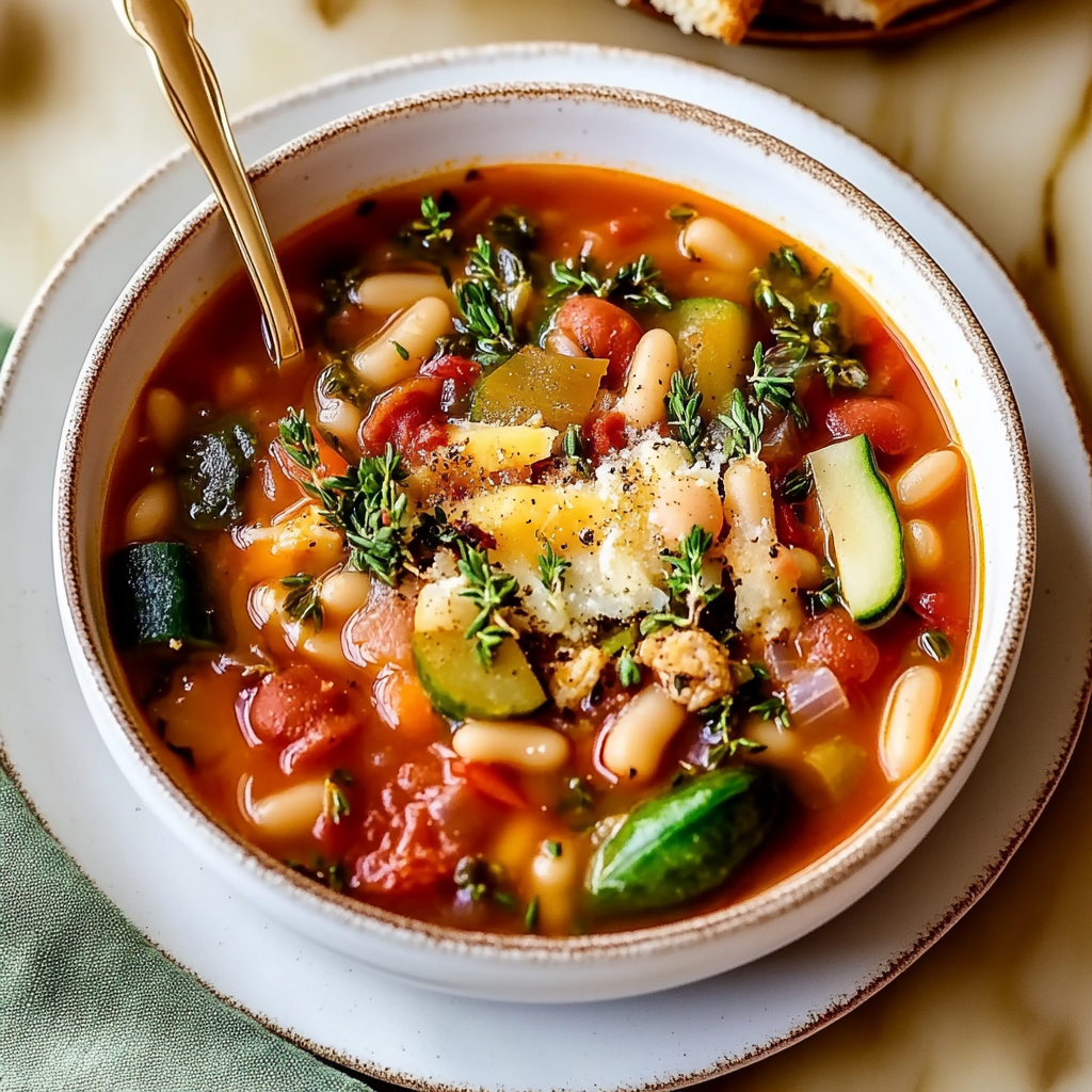 Recipe preparation for Easy & Healthy Minestrone Soup