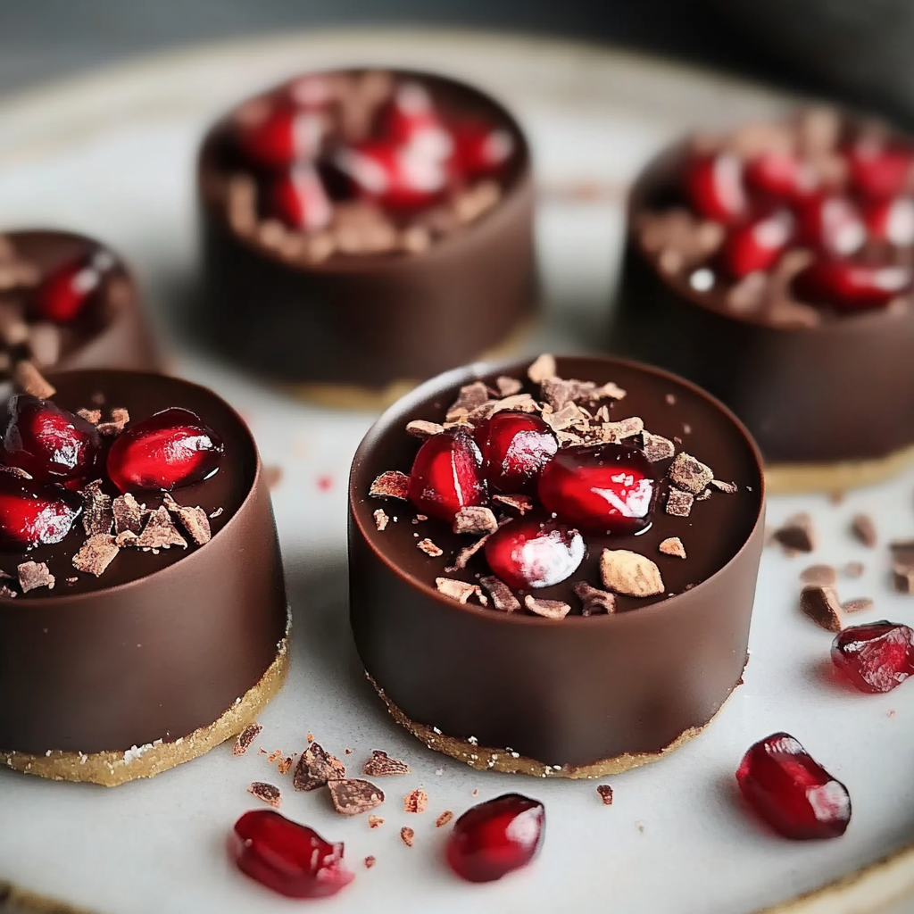 Recipe preparation for Easy Pomegranate Dark Chocolate Bites