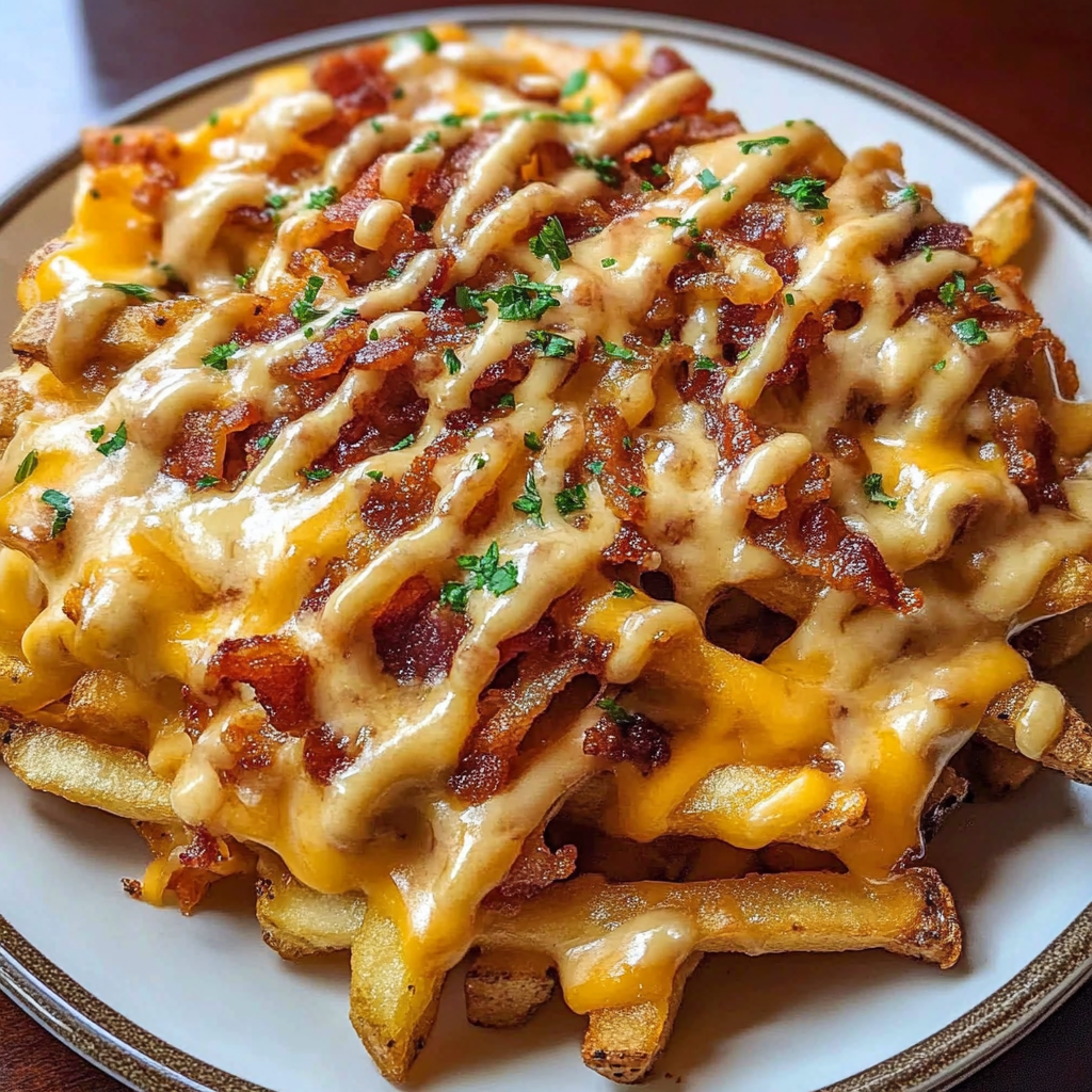 Recipe preparation for Cheesy Bacon Loaded Fries